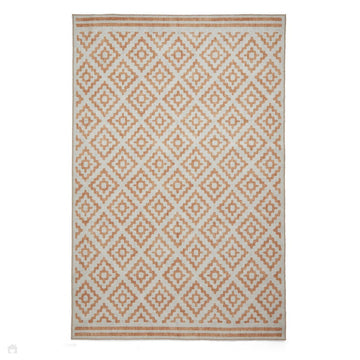 Washable Coral H1058 Modern Distressed Geometric Diamond Textured Recycled Lightweight Printed Polyester Flatweave Yellow Rug-Think Rugs-Rug Love - The Most Loved Rug Store